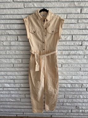 Sleeveless Utility Jumpsuit in Beige